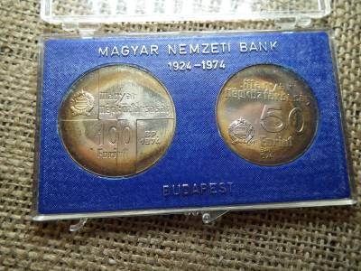Ezüst MNB 50 és 100 forint, 1974, tokos, matrica
