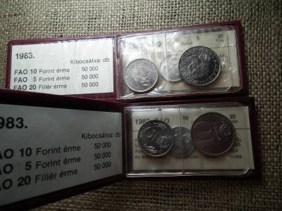 FAO Tokos Sor, 1983, 20 Fillér és 5-10 Forint, Párban