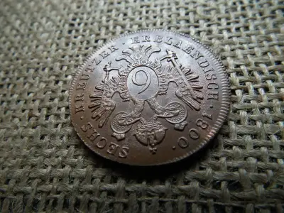 6 krajcár 1800 E, ritka, verdehiba, anyagtöbblet