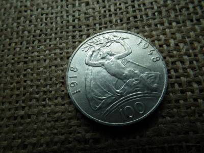 Csehszlovákia, 100 korona, 1948, ezüst