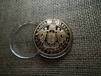 100 Pengő, 1929, Óriási, Aranyozott, Utánveret