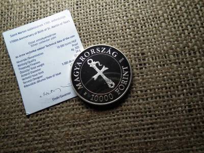 Ezüst 10000 forint 2016 PP, Szent Márton