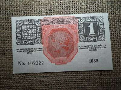 1 korona bankjegy, 1916, DÖ, hajtatlan