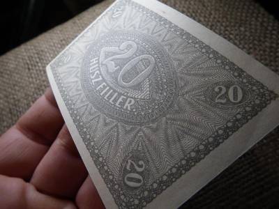 20 fillér bankjegy, 1920, hajtatlan
