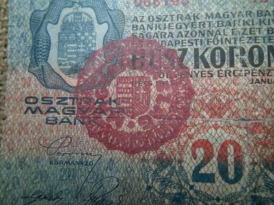 20 korona, 1913, Magyarország felülbélyegzéssel