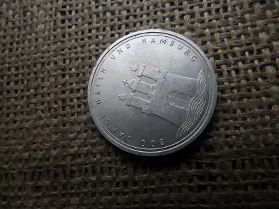Ezüst 10 márka érme, 1989, Hamburg 800 éves