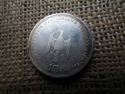 Ezüst 10 márka érme, 1989, Hamburg 800 éves