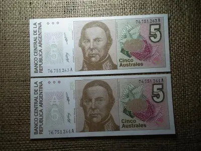 Argentína 5 australes, 1986-1989, 2 db hajtatlan