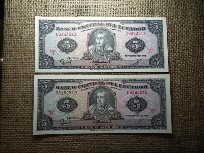 Ecuador 5 Sucres, 1988, 2 db sorszámkövető