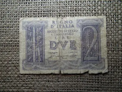 Olaszország 2 lire bankjegy, 1939