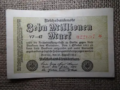 Németország 10 millió márka, 1923, hiperinfláció