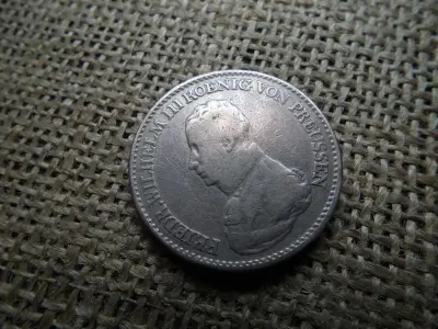Porosz ezüst tallér, 1818, füles, Frederick William III