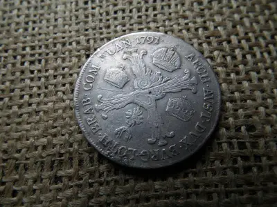 Lipót II. ezüst 1/2 tallér, 1791 H, füles