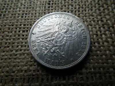 Ezüst 3 márka, 1912 D, Németország