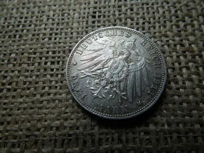 Ezüst 3 márka, 1911 D, Németország