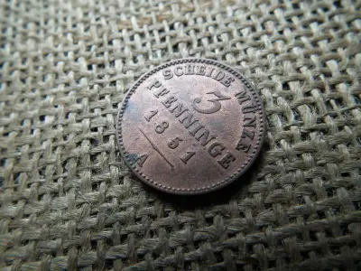 3 Pfennig érme, 1851 A, Pfenninge