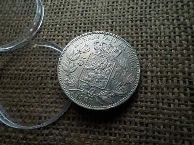 Belgium, 5 frank 1867, ezüst