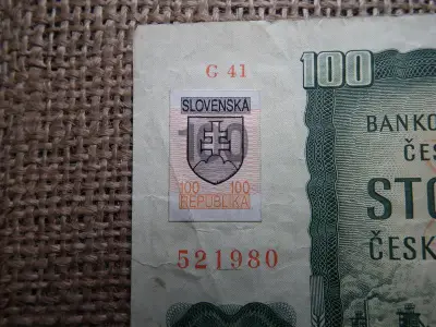 Csehszlovákia 100 korona, 1961, szlovák felülbélyegzéssel