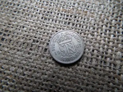 Ezüst 6 pence érme, 1941, Nagy-Britannia