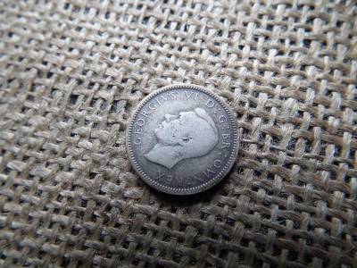 Ezüst 6 pence érme, 1938