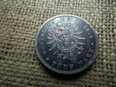 Birodalmi ezüst 5 márka, 1876 B