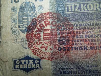 10 korona, 1915, Magyarország, felülbélyegzés