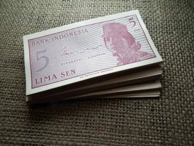 Indonézia 5 sen bankjegy, 1964, Lima, hajtatlan