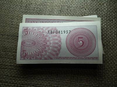 Indonézia 5 sen bankjegy, 1964, Lima, hajtatlan