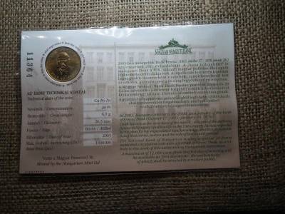 20 forintos érme, 2003, Deák Ferenc, elsőnapi veret, bliszter