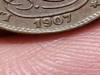 Belgium 1 centime, 1907, túldátum 1907/807