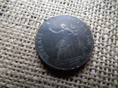 Franciaország 2 sols kereskedői token, 1791