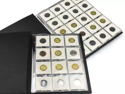Érmealbum , érmetartó , kartonkeretek számára , érmekarton , 120 zsebes , album , berakó ,  fekete ! Ár/album