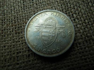 Ezüst , Szent István 5 pengő 1938 , extra , tisztítatlan állapot ! 