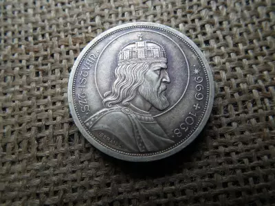 Ezüst , Szent István 5 pengő 1938 , extra , tisztítatlan állapot ! 