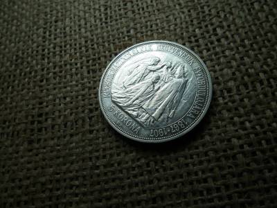 Ezüst , Ferenc József 5 korona 1907 KB , Koronázási 