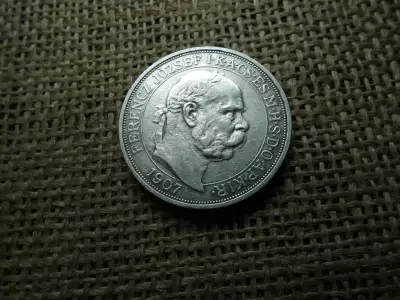 Ezüst , Ferenc József 5 korona 1907 KB , Koronázási 