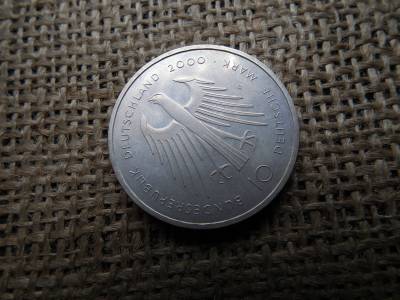 Németország , ezüst 10 márka 2000 G , Deutsche Mark Dom Aachen