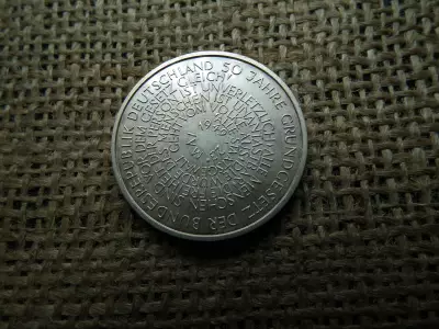 Németország , ezüst 10 márka 1999 D , Deutsche Mark Anniversary of Constitution