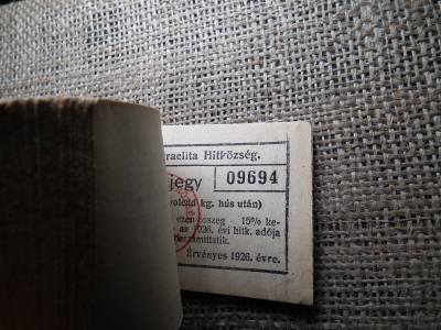 Miskolc , Miskolczi Ortodox Izraelita Hitközség ! Értékjegy 150 korona 1926 , 1/8 kg hús , Orth. ! Ritka köteg ! 09603-09700 ! 98 db sorszámkövető ! 