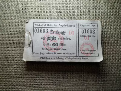 Miskolc , Miskolczi Ortodox Izraelita Anyahitközség ! Értékjegy 60 fillér 1940 , 1 pulyka  , Orth. ! Ritka köteg ! 98 db sorszámkövető !