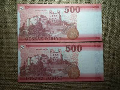 500 forint 2022 EM  UNC 2 db sorszámkövető 