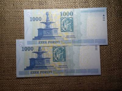 1000 Forint Bankjegy 2015 DC EF , 2 db sorszámkövető 