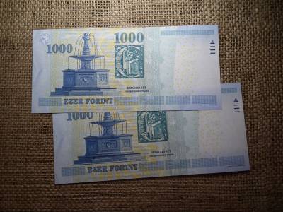 1000 Forint Bankjegy 2015 DD UNC , 2 db sorszámkövető 