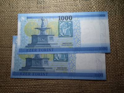 1000 Forint Bankjegy 2017 DD UNC , 2 db sorszámkövető 