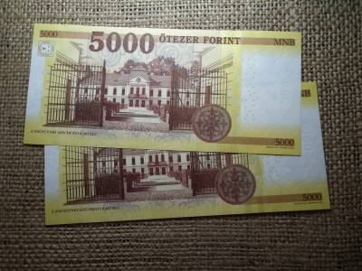 5000 Forint Bankjegy 2016 BB UNC , 2 db sorszámkövető 