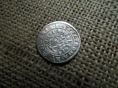 I. Lipót , ezüst 15 krajcár 1667 KB , Körmöcbánya 