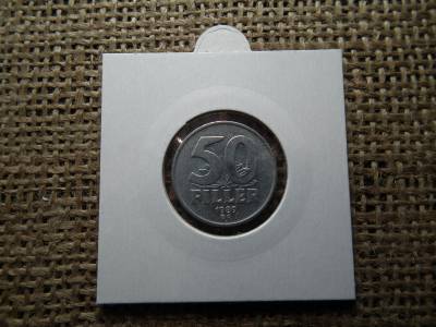 50 fillér 1989 , verdehibás , elfordult , ritka 