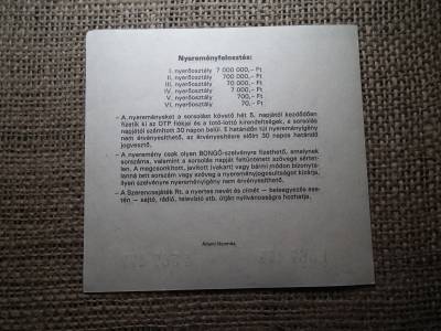 Bongó sorsjegy 1991 , 10 forint , TV1 Magyar Televízió Szerencsejáték Rt. 