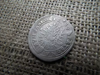 I. Lipót , ezüst 15 krajcár 1680 KB , XV kreuzer 