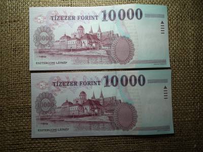 10000 forint 2007 AA , hajtatlan , a UNC - FX 2 db sorszámkövető 